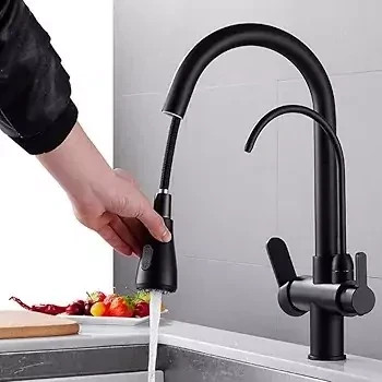 شیر ظرفشویی کلاسیک چهار حالته مشکی با قابلیت تصفیه آب